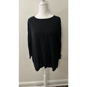 Eileen Fisher Silk Slit Sleeve Blouse, Size Medium